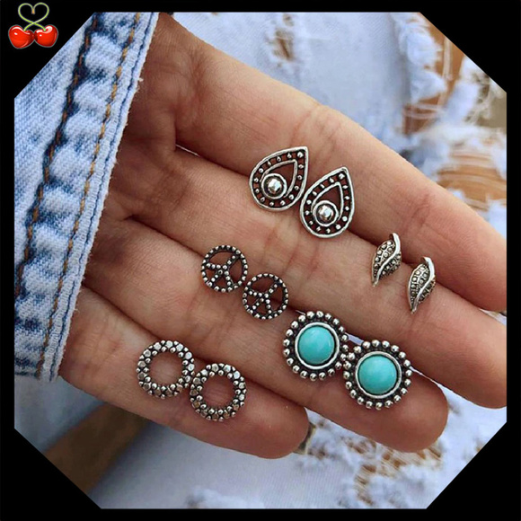 Mary's Cherries Boutique Jewelry - 🍒 PEACE ✌️ Set of 5 Stud Earrings